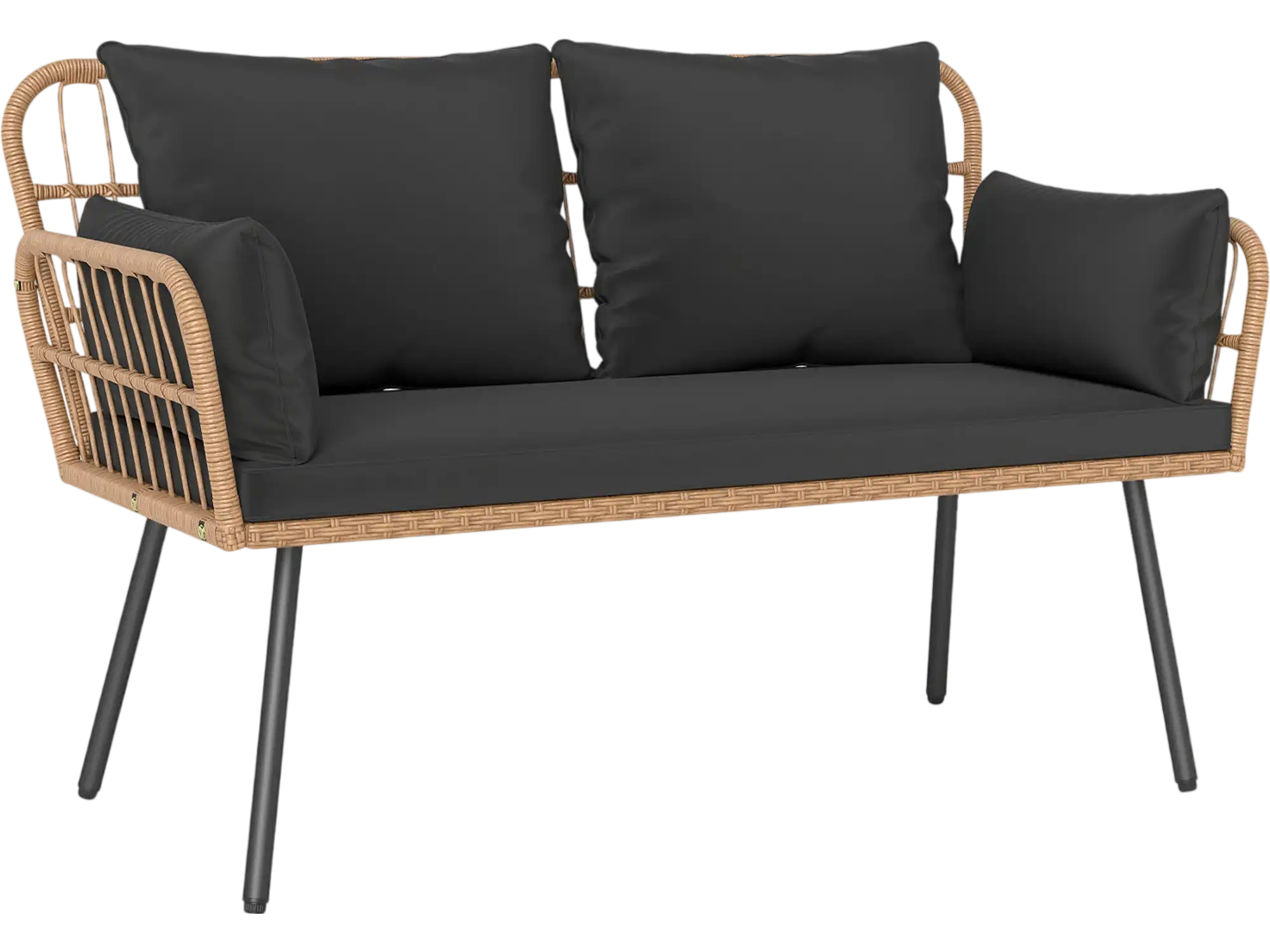 Costway Outdoor Rattan 2-Seat Chaise Lounge Chair Cushions Metal Legs 28368675 New