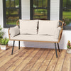 Outdoor Rattan 2-Seat Chair with Seat Back Cushions and Heavy-Duty Metal Legs-White - Gallery View 1 of 8