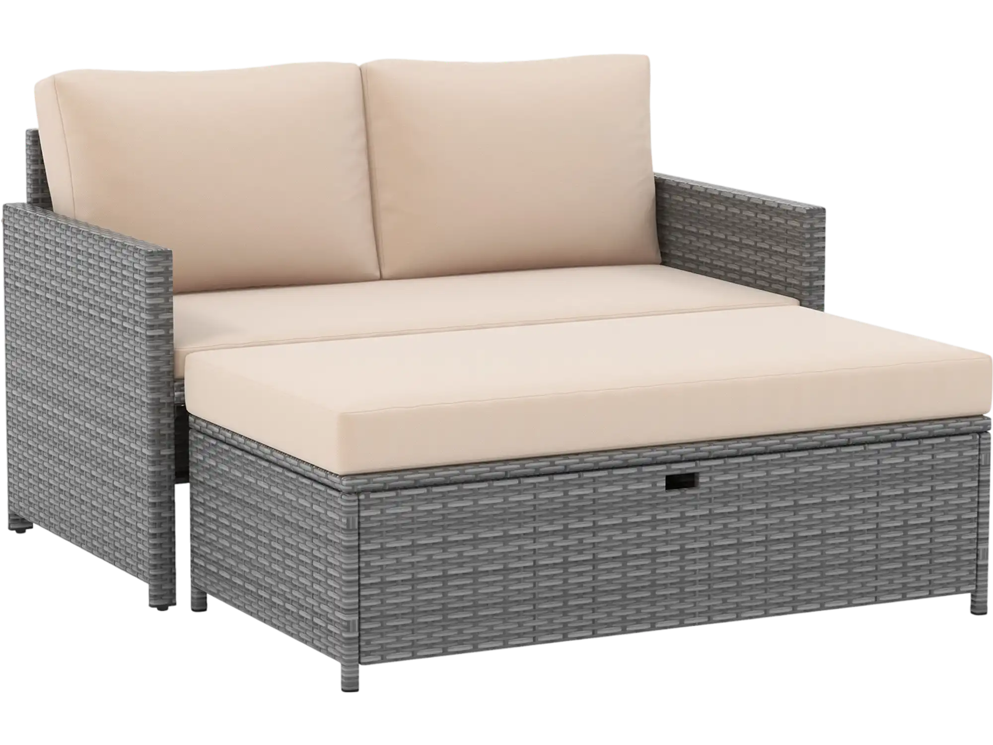 Costway Outdoor Rattan Wicker Daybed Loveseat w/ 31 Gallon Storage Ottoman 63574928 New