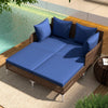 Outdoor Rattan Double Daybed Wicker Chaise Lounge-Navy - Gallery View 1 of 10