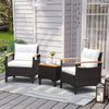 3 Pieces Patio Rattan Furniture Set with Removable Cushion-Off White - Gallery View 1 of 9