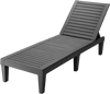 Black outdoor recliner chair with adjustable 5-position backrest, perfect for patio or poolside relaxation.