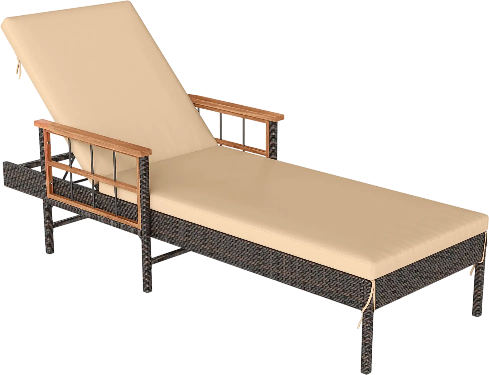 Costway Outdoor Reclining Chaise Lounge Chair 4-Level Adjustable Backrest 32435866 New