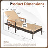 Outdoor reclining lounger chair with beige cushion, adjustable backrest, and hand-woven PE rattan for outdoor comfort.