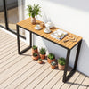 Outdoor rectangle console table with WPC tabletop, sturdy metal frame, ideal for patio or balcony use.