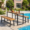 Outdoor rectangle console table with WPC tabletop and sturdy metal frame, perfect for patio dining or gatherings.
