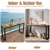 Outdoor rectangle console table with WPC tabletop, sturdy metal frame, ideal for patio or indoor use, seats 4-6 people.