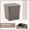 Outdoor resin storage side table with removable lid, wicker-woven design, ideal for patio and garden use.