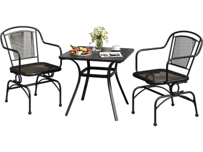Costway Outdoor Patio Rocking Chair Set of 2 Mesh Back Seat Black 123956784 New