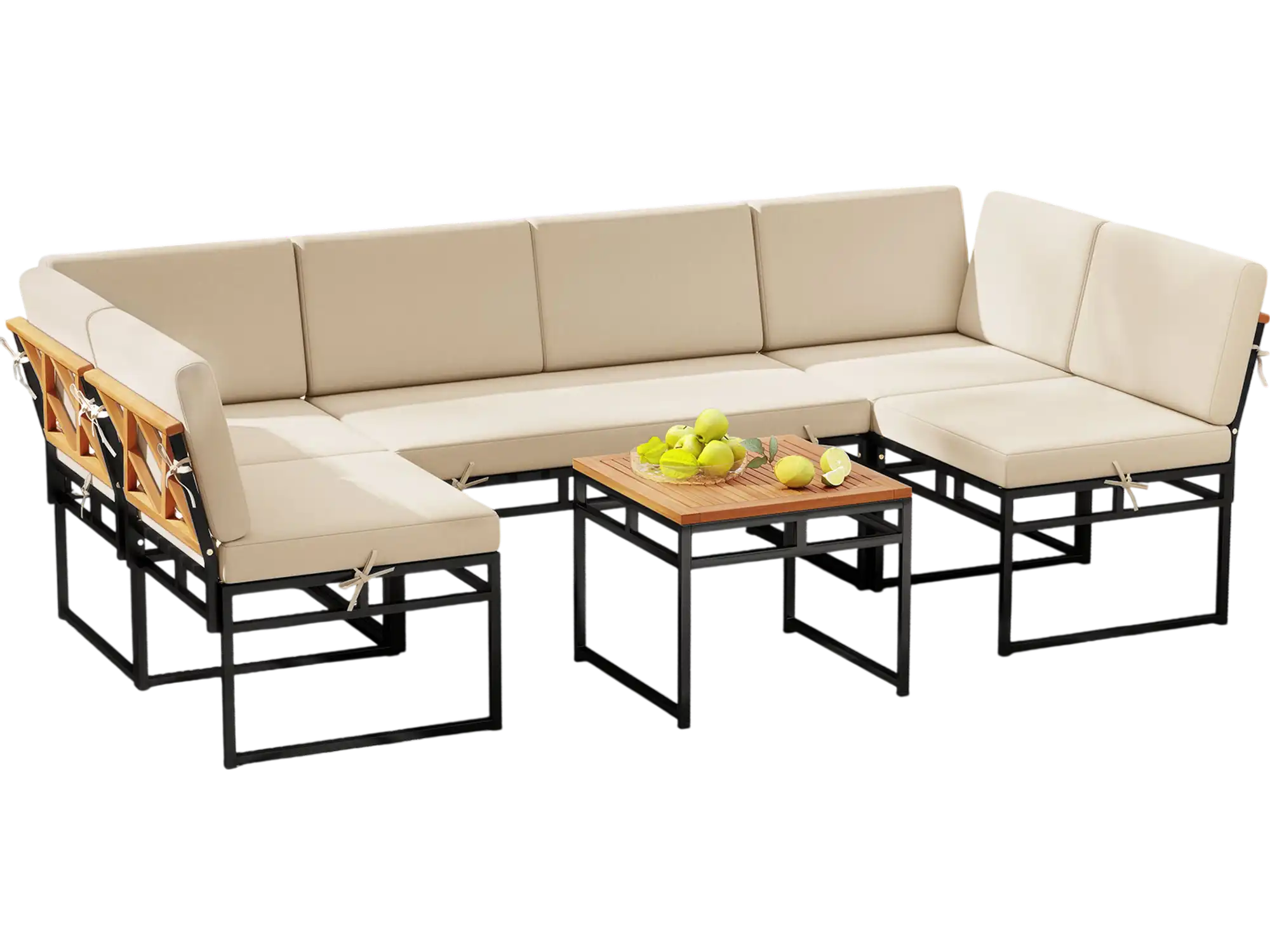Costway 6 Piece Outdoor Sectional Sofa Set with Cushions Beige 167392845 New