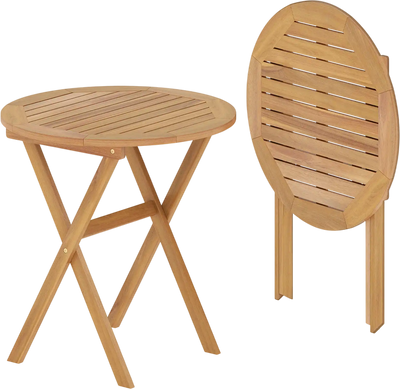 Costway Outdoor Folding Side Table Slatted Top X-Frame 82011209 New