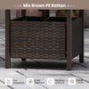Hand-woven mix brown PE rattan outdoor side table with umbrella hole, weather-resistant for patio or garden use.