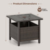 Outdoor side table with brown all-weather PE wicker, 22" square, features umbrella hole and supports 265 lbs for patio.