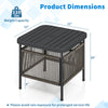 Outdoor side table with umbrella hole, sturdy metal construction, and storage shelf, ideal for patio or garden use.