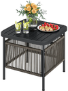 Outdoor Side Table with Umbrella Hole and Storage Shelf