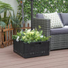 Fillable black umbrella base with planter box, featuring a table tray and adjustable knob for stability, ideal for.