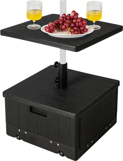 Costway 175 lbs Outdoor Fillable Umbrella Base with Table Tray 856297431 New