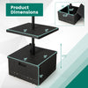 Dimensions of the 175 LBS black outdoor fillable umbrella base with table tray, showcasing stability and versatility.
