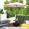 Outdoor fillable umbrella base with table tray in black, designed for stability and easy mobility on patios.