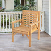 Outdoor solid fir wood chair with inclined backrest, featuring a sturdy design and wide armrests for comfort.