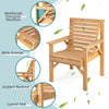 Outdoor solid fir wood chair featuring an inclined backrest, wide armrests, and sturdy triangular structure for patio.