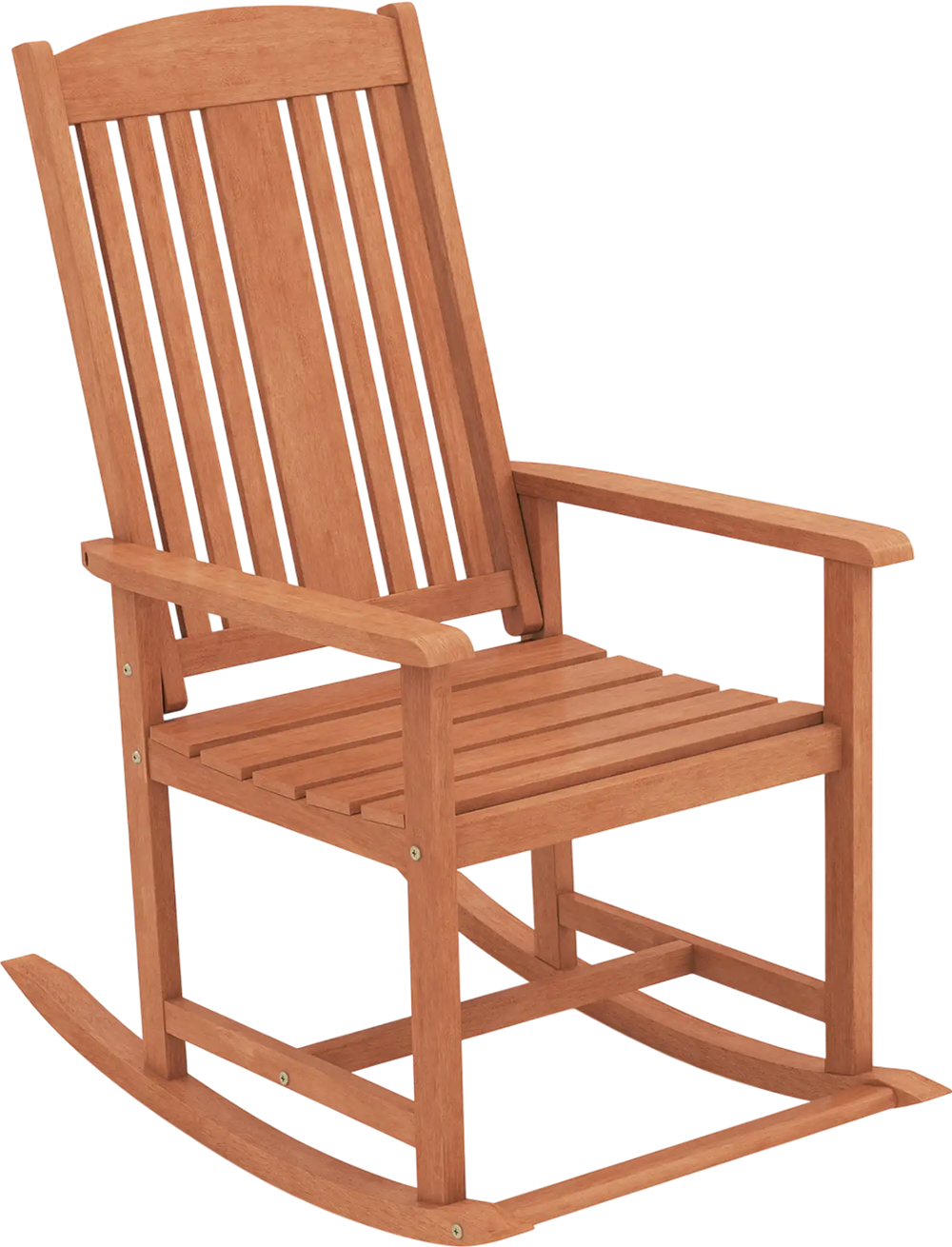 Outdoor Rocking Chair Solid Wood High Back Rocker with Slatted Seat