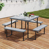 Outdoor Square Picnic Table Bench Set for 4-8 People with Umbrella Hole-Gray - Gallery View 1 of 11