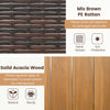 Mix brown PE rattan texture and solid acacia wood slats for an outdoor storage bench with cozy seating and side tables.