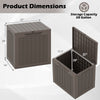 Outdoor storage box with lockable lid, 28-gallon capacity, wicker-woven texture, ideal for cushions and tools.