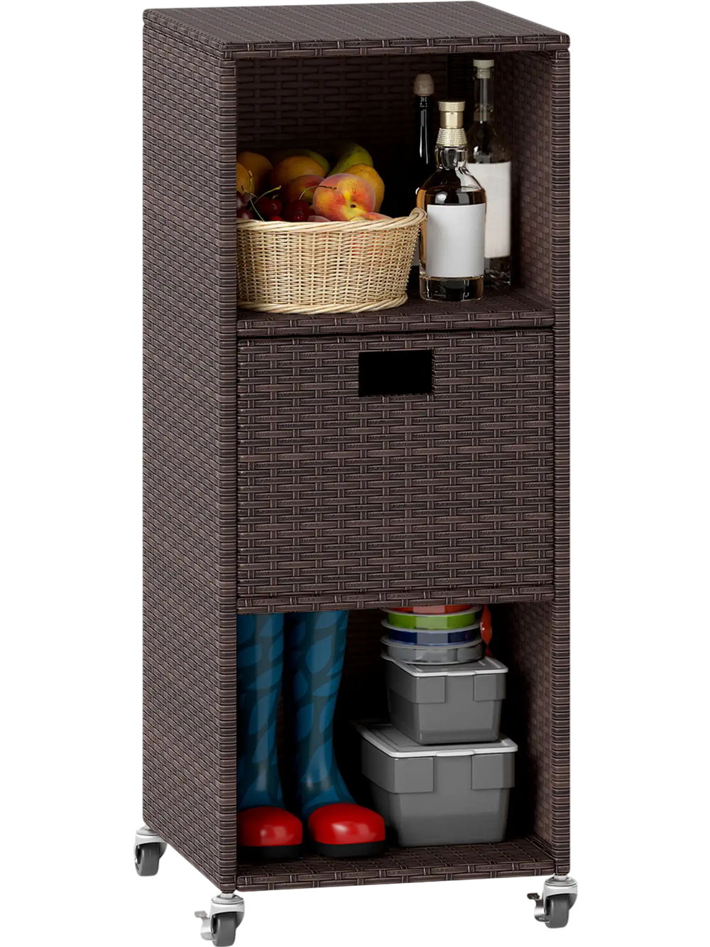 Outdoor Storage Cabinet with Drawer and 3 Shelves for Backyard