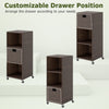 Outdoor storage cabinet featuring customizable drawer position, hand-woven PE rattan, and three shelves for backyard.