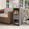 Outdoor Storage Cabinet Patio Wicker Organizer with Drawer-Gray - Gallery View 1 of 9