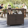 Outdoor Storage Cabinet with Acacia Wood Top and Lockable Wheels-Brown - Gallery View 1 of 10