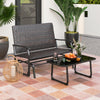 All Weather Outdoor 2-Person Swing Glider Bench in brown with quick dry foam seat, perfect for backyard relaxation.