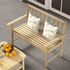 Teak wood garden bench for 2 with backrest and armrests, featuring a slatted design for outdoor comfort and durability.