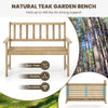Natural teak wood garden bench for 2 people, burr-free and durable, ideal for patio or garden use.