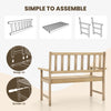 Outdoor teak wood garden bench for 2 with backrest and armrests, featuring a slatted surface for breathability.