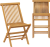 Outdoor Teak Wood Chairs Set of 2 with Slatted Seat and Backrest