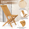 Folding outdoor teak wood chair with slatted seat and backrest, 116° inclined for comfort, perfect for yard or beach.