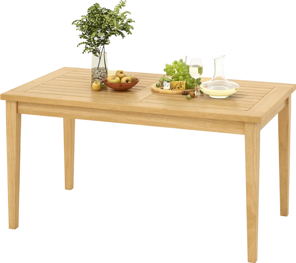 20 Inch x 35.5 Inch Outdoor Teak Wood Coffee Table with Slatted Tabletop for Balcony