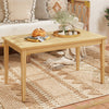 Teak wood coffee table with slatted tabletop, 20"x35.5", ideal for indoor and outdoor use, featuring a smooth surface.