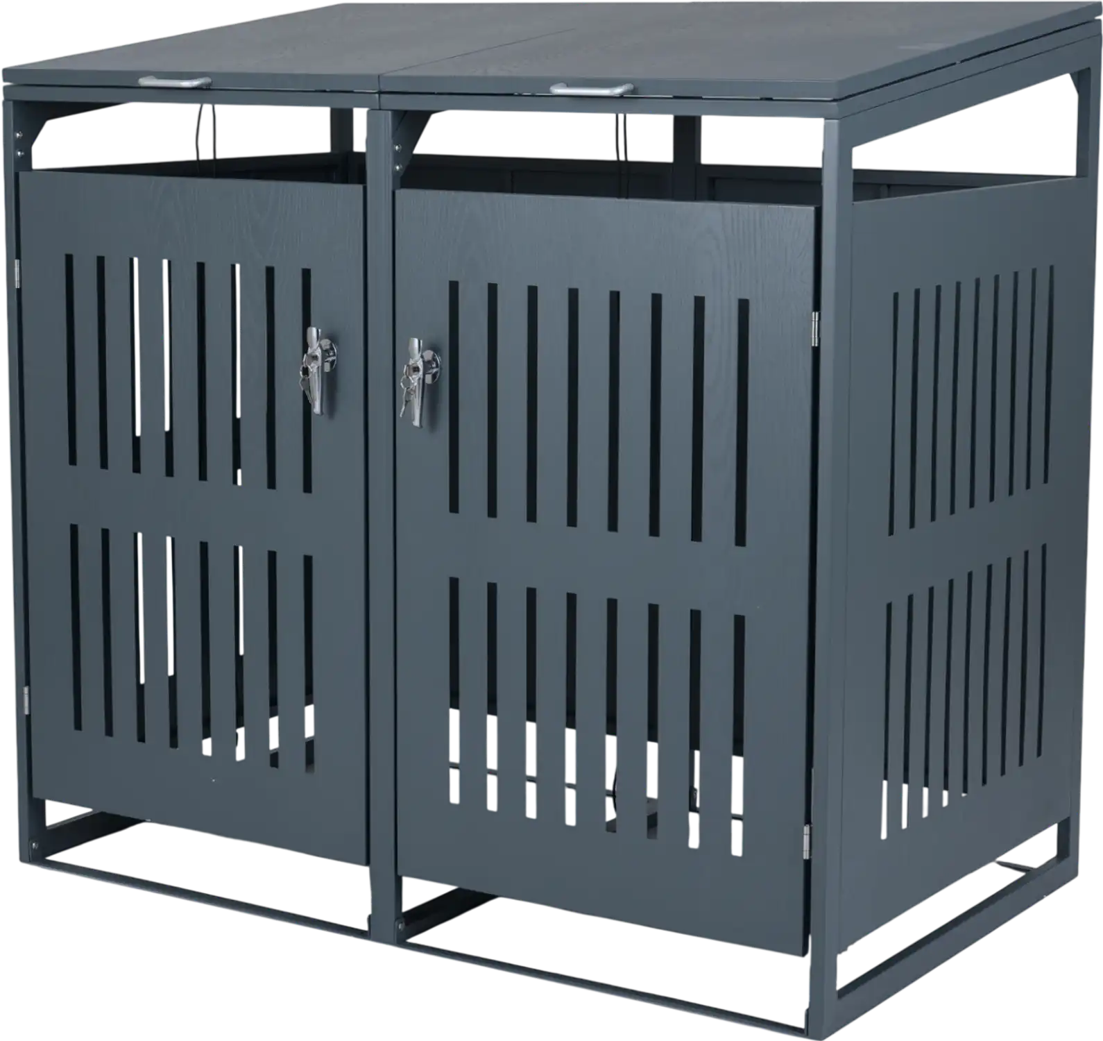 Costway Outdoor Trash Can Storage Shed 2-Bin w/ Gas Struts 37962953 New