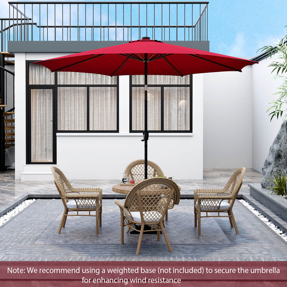 10 Feet Patio Umbrella with 112 Solar Lights and Crank Handle-Wine - Gallery View 1 of 11