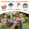Outdoor wall-mounted mud kitchen for kids featuring a large sink, sturdy fir wood, and splinter-free design for safe.