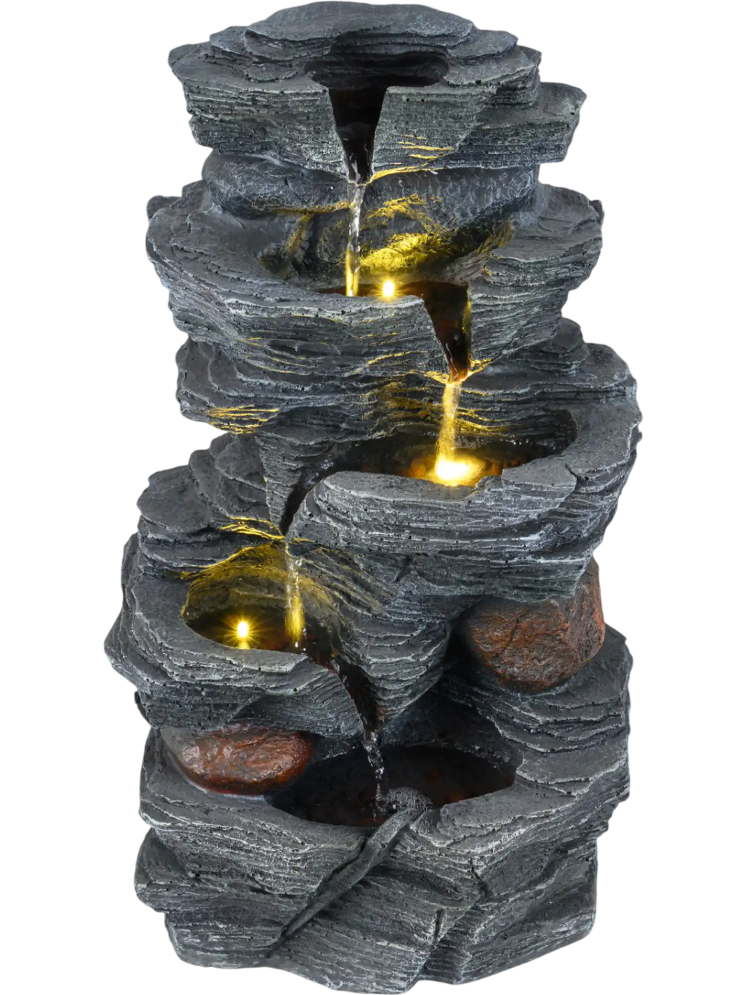 Costway 5-Tier Tabletop Cascading Rock Water Fountain w/ LED Lights & Pump 46399790 New