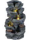 Outdoor Water Fountain with LED Lights and Pump 5-Tier Tabletop Cascading Rock Waterfall Feature