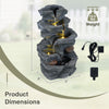 5-tier tabletop outdoor water fountain with LED lights, cascading design, and realistic stone gray finish for.
