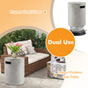 Outdoor weather-resistant tank hideaway table for standard 20 lbs propane gas tank, doubles as a side table for patios.