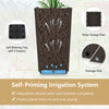 Brown wicker flower pot set of 2 with self-watering system and drainage hole, ideal for porch and balcony decoration.