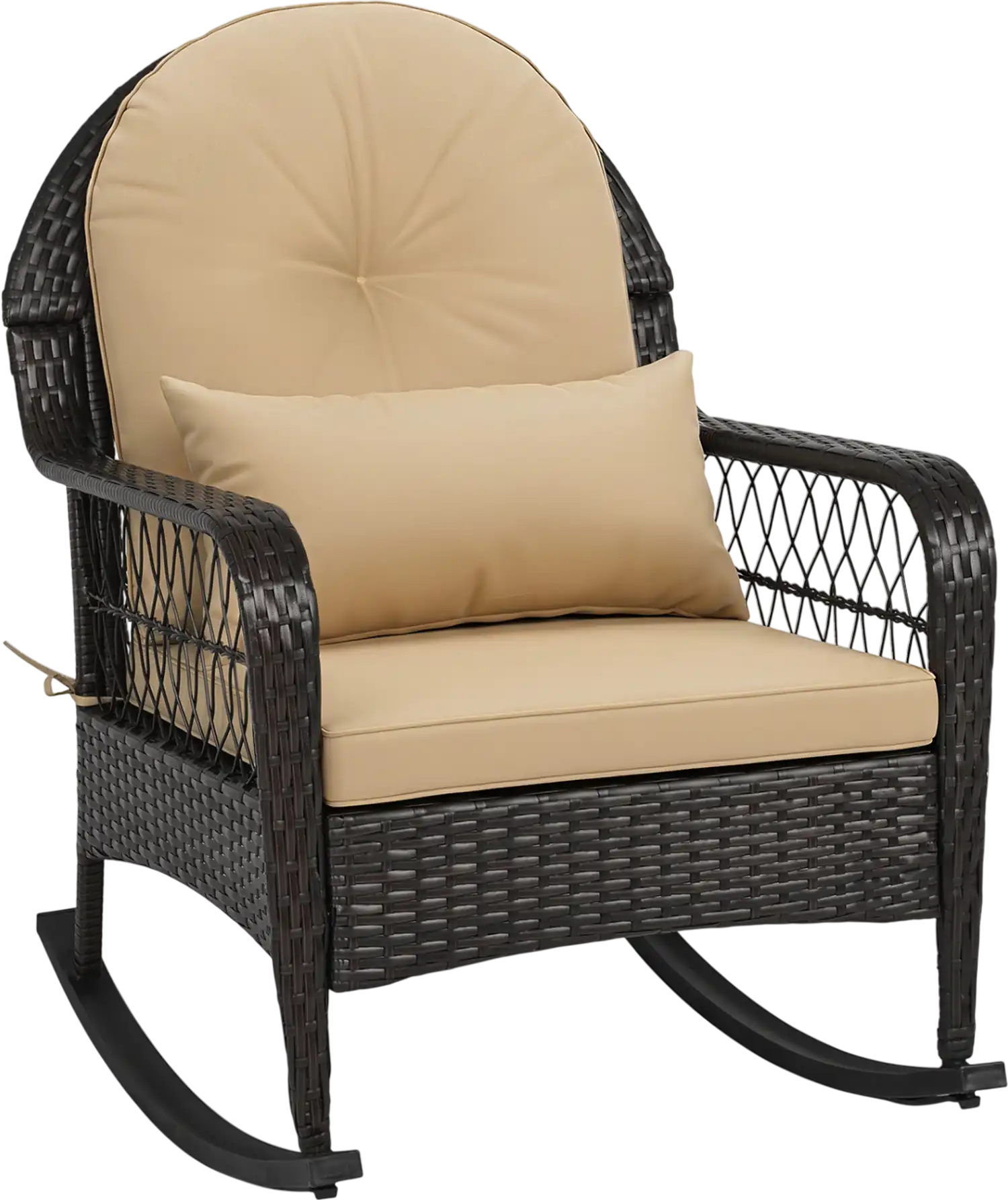 Costway Outdoor Wicker Rocking Chair Anti-Tip 400 lbs 24646196 New